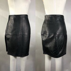 Rare Vtg Gianni Versace Black Leather Skirt M 42